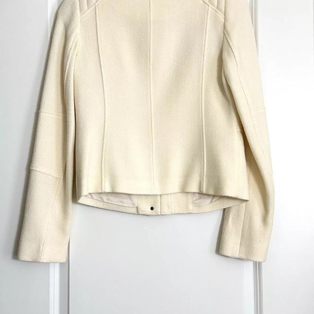 Women's NWT VINCE Wool Blend Moto Jacket in Off-White Size 4 - Picture 7 of 8